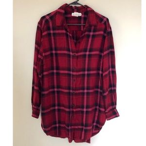 H&M Red Plaid Button Up